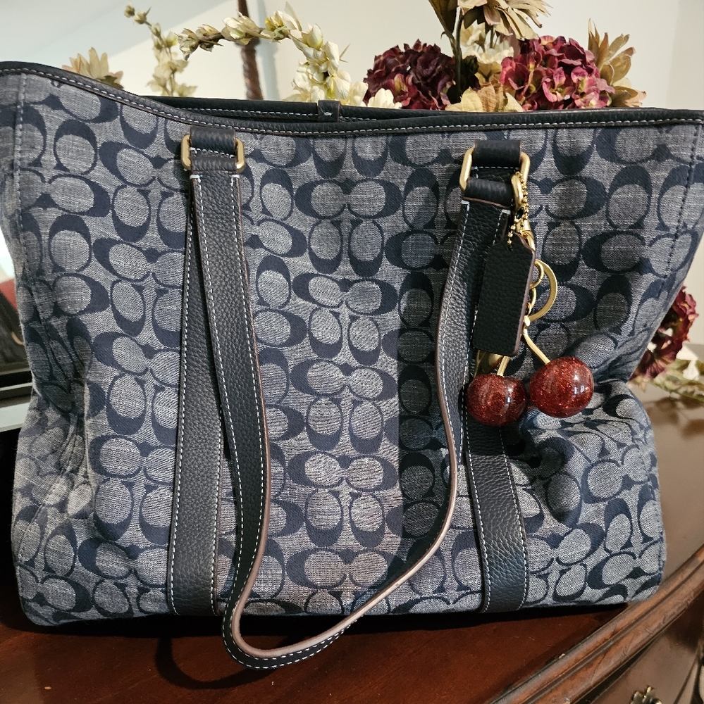 Coach Navy Patterned Tote Bag